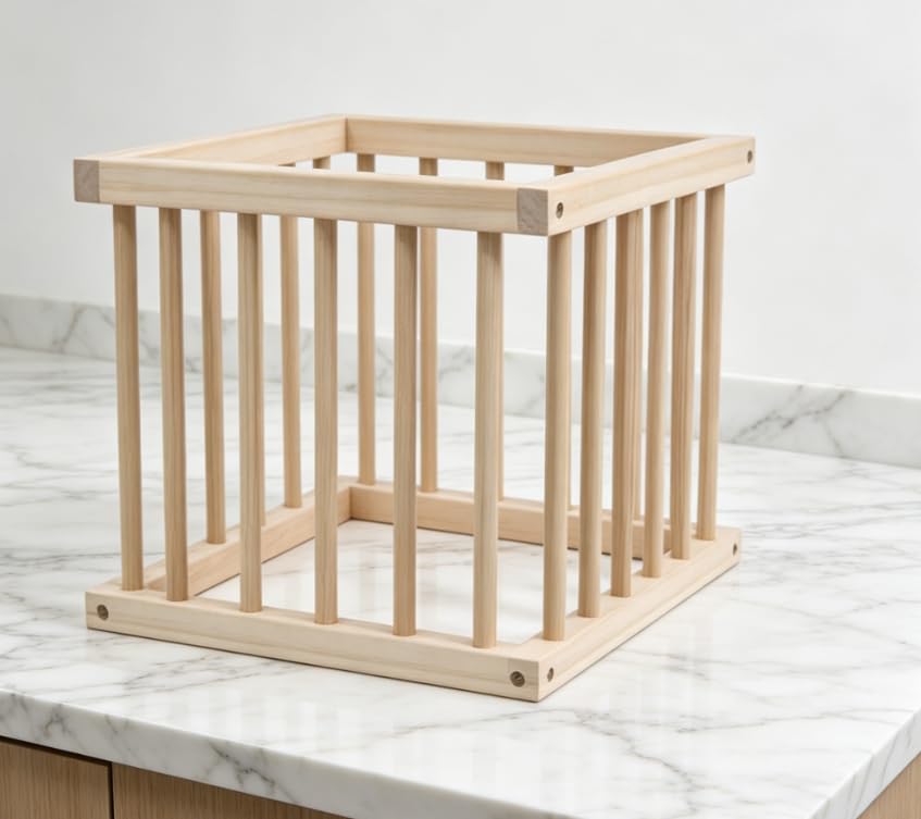 Wooden Baby Playpen with Gate, Play Yard for Babies & Toddlers, Baby Activity Center with Child-Proof Lock, Safety Play Fence for 6-36 Months (6.8 x 7.1 inch)