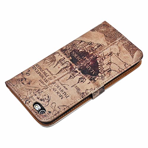 Yhb Case For Iphone 6S Plus/Iphone 6 Plus (5.5-Inch), Slim Folio Case Premium Pu Leather Stand Tpu Back Cover With Wallet Card Holder, Marauder's Map Vintage #TOP1