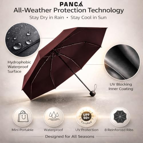 Image of PANCA Foldable Travel Umbrella Compact Manual Sun Rain UV Protection