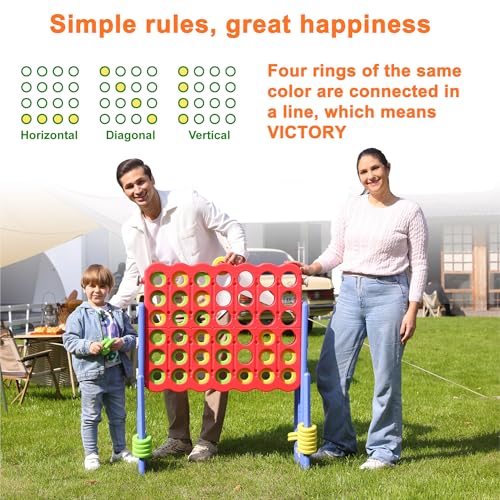image for LDDAL Giant 4 Connect in a Row Game, Height Adjustable Jumbo Yard Game