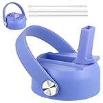 FLORAPELL Straw Lid for Hydro Flask Wide Mouth Water Bottles, Top Lids with Straw Compatible with Hydro Flask 32 40 oz, Replacement Cap Wide Mouth Straws Flip Lid Flex Handle (Lupine)