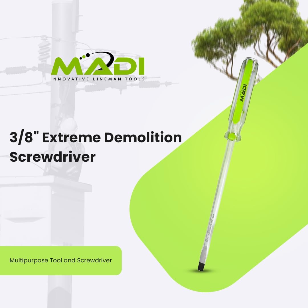 MADI 3/8" Extreme Demolition Screwdriver - Heavy-Duty Tool for Tough Demolition and Fastener Removal | SD-1