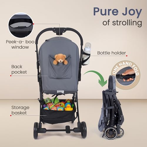 Image of LuvLap Regency Baby Stroller, Pram for 0 to 3 Years with 5 Point Safety Harness, Large Storage Basket, Heavy Duty Wheels, Easy Fold, Extendable Canopy, Multilevel Recline & Adjustable footrest