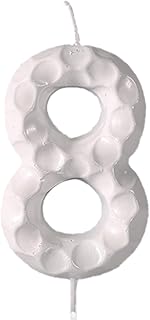 Golf Number Birthday Candle, White Sports Themed Candle for Golf Theme Birthday Party Decor Sports Theme Celebration Supplies True 3D Texture, Non-Printed Pattern(Number 8)