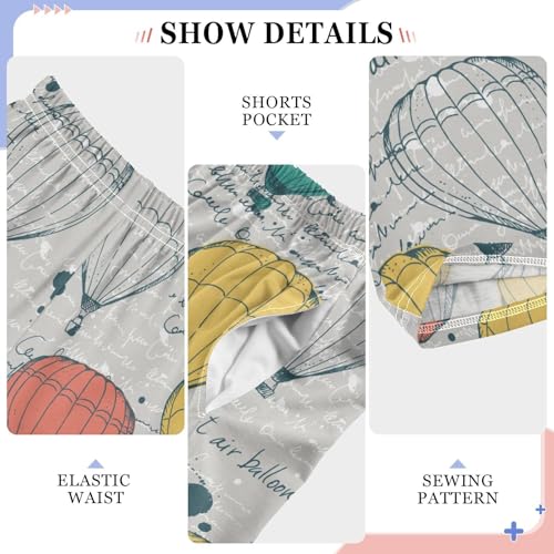 Retro Hot Air Balloon Boys Long Pants Soft Trousers Elastic Waist Kids Lounge Bottoms with Pockets S-XL4