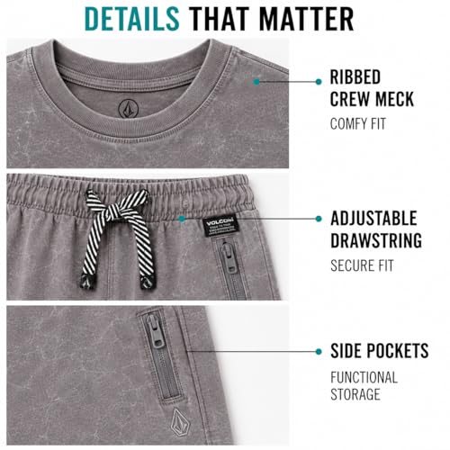 Image of Volcom Toddler Baby Boy Shorts Set - 2 Piece Short Sleeve Graphic Tees and Shorts Infant Toddler Little Boys Summer Outfits