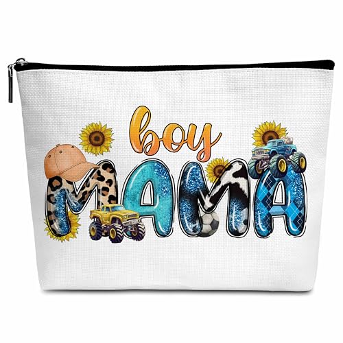 Cazhes Boy Mom Gifts for Mama, Mothers Day Makeup Bag with Zipper, Mother Birthday Gift Cosmetic Bags for Women from Son - D21