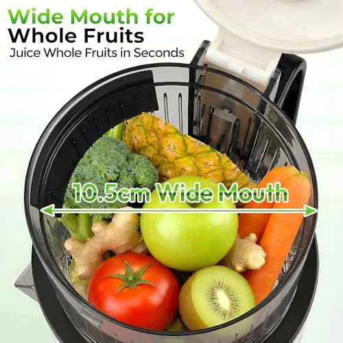 Image of Toree Juicer Machine, 105 mm Feed Chute Slow Cold Press Juicer for Fruits, Vegetables, Nut /coconut milk, sorbet, Easy to Clean, 200W motor-heavy duty -1 Year Replacement warranty-White