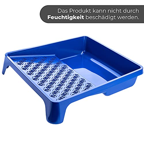 KADAX 3X Farbwanne, Lackierwanne, Farbschale aus Kunststoff, Maler Lackierschale mit Griff, große Lackschale, leichtes Malerzubehör, Lackwanne, Malerbedarf (3, blau)