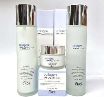 Collagen Ampoule Toner 150ml + Emulsion 150ml + Cream 50ml Collagen Ampoule Toner 150ml + Emulsion 150ml + Cream 50ml / Whitening, Anti-Wrinkle, Rich Moisture, Korean Cosmetics