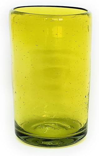 Miniatura 2 de MexHandcraft Juego de 6 vasos de 14 onzas, color amarillo sólido, cristalería mexicana hecha a mano, vidrio reciclado, sin plomo ni toxinas (beber)