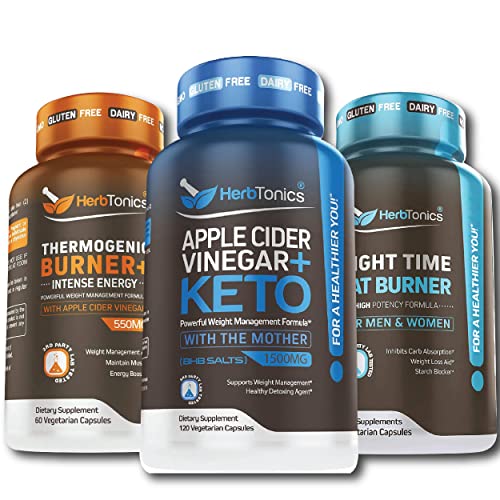 Apple Cider Vinegar Plus Keto with Burner + Weight Loss Pills Fat Burner for Night Time + Thermogenic Fat Burner
