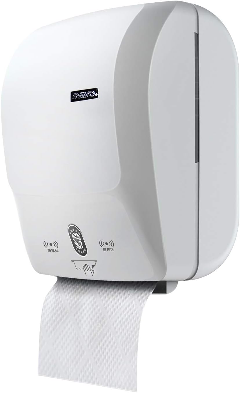 SVAVO ABS Plastic Automated Touchless Paper Towel Dispenser Sensor Cut Paper Towel Holder for Kitchen Bathroom PL-151064 White&Grey