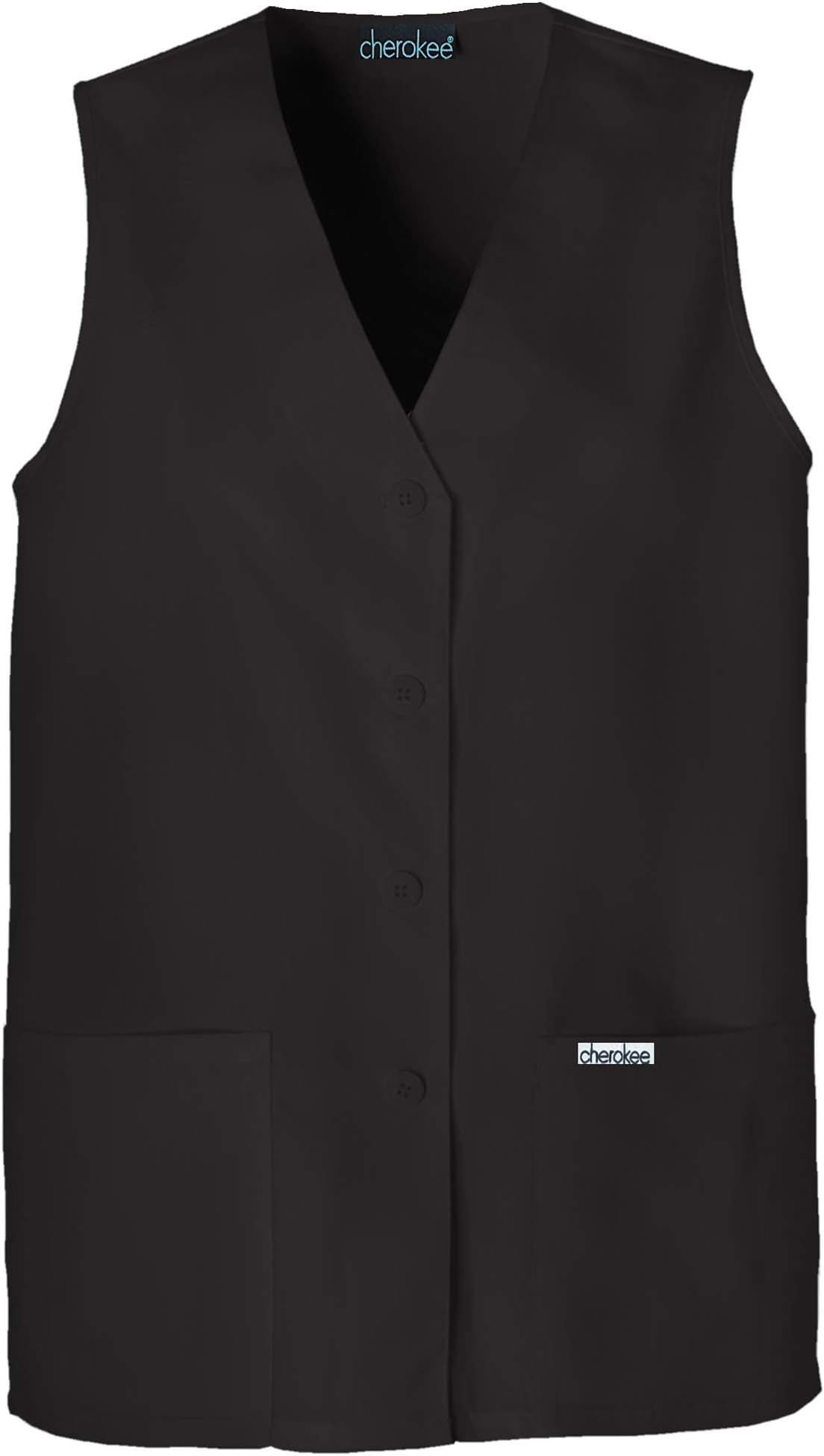 Women's Scrub Vest Coat Modern Vest with Button Front & 2 Pockets- 1602