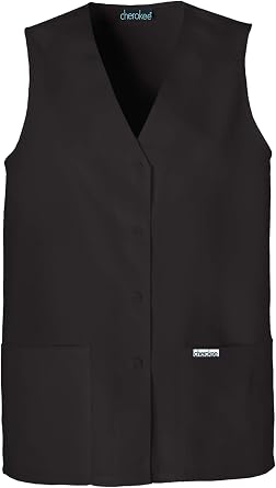 Cherokee Womens Scrub Vest Coat Modern Vest with Button Front & 2 Pockets- 1602