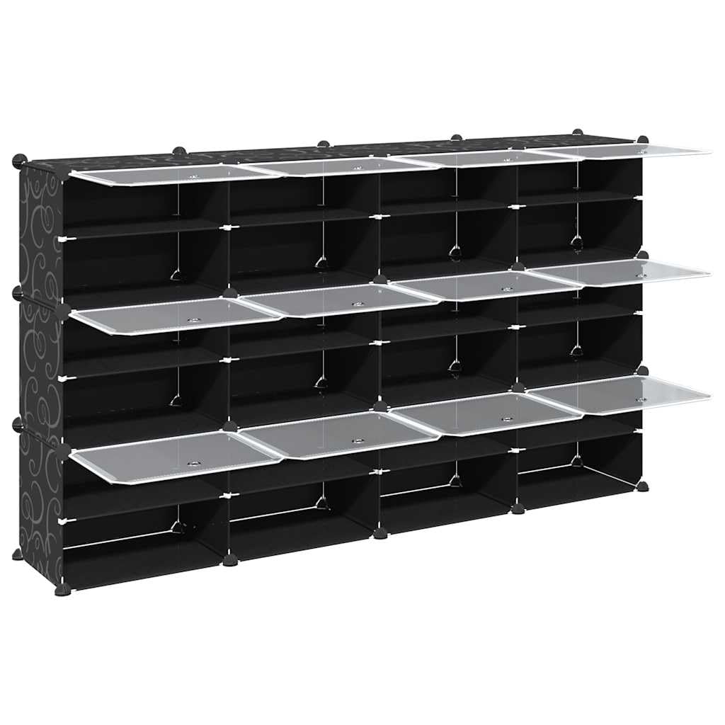 Solivagant Regalsystem mit 12 Würfeln und Türen Schwarz PP, Haushaltsbedarf,Aufbewahrung Ordnungssysteme,Kleideraufbewahrung,Schuhregale -schränke, 11.45 kg-4019578