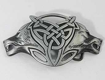 VIGOROSO Men Gothic Funny Lovely Celtic Wild Wolf Fox Double Head Belt Buckle