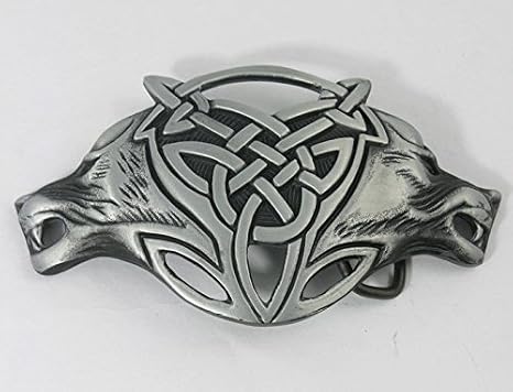 VIGOROSO Men Gothic Funny Lovely Celtic Wild Wolf Fox Double Head Belt Buckle