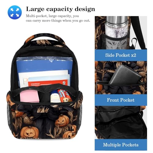 Ensemble cartable épouvantail d'Halloween avec sac à dos 40cm et trousse multicolore pour élèves - 3