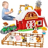 Wdebay 30PCS Montessori Bauernhof Set mit Scheune