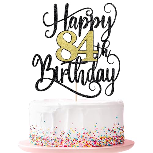 Ruscalin happy 84th birthday cake topper,84 birthday party cake decorations