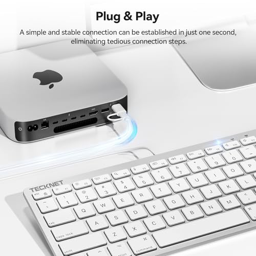 Image of TECKNET Wired Keyboard for MacOS Devices with Dual Interface, Slim Mac Keyboard, Comfortable Ergonomic Typing Angle & Stable Connection for PC /Laptop, Compatible with MacBook, iMac, Mac mini /Pro