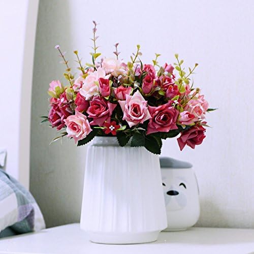LVLIDAN Flora Artificial Flowers Home Accessories in pots Hibiscus Set Silk Ceramic vase red