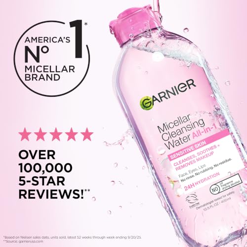 Garnier Micellar Water, Facial Cleanser & Makeup Remover, 3.4 Fl Oz - image 8