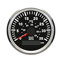 Vista 31 de ELING Velocímetro GPS marino Speedometer Speedo Gauge 35MPH con retroiluminación para barco, yate, barco, barco 3-3/8 pulgadas (3.346 in) 12 24