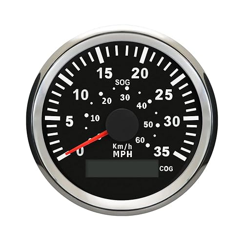 Miniatura 31 de ELING Velocímetro GPS marino Speedometer Speedo Gauge 35MPH con retroiluminación para barco, yate, barco, barco 3-3/8 pulgadas (3.346 in) 12 24