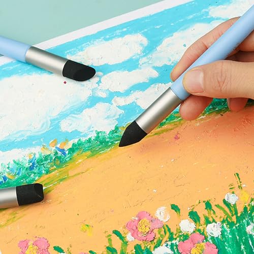 Color Shaper Paint Mixing Tool for Smearing Blending Highlighting Detailing Inclined Tip/Round Tip Pastel Blending Tool Pastel Blending Tools Soft Pastel Silicone Blending Tools Oil Pastel Blending - Thumbnail 4