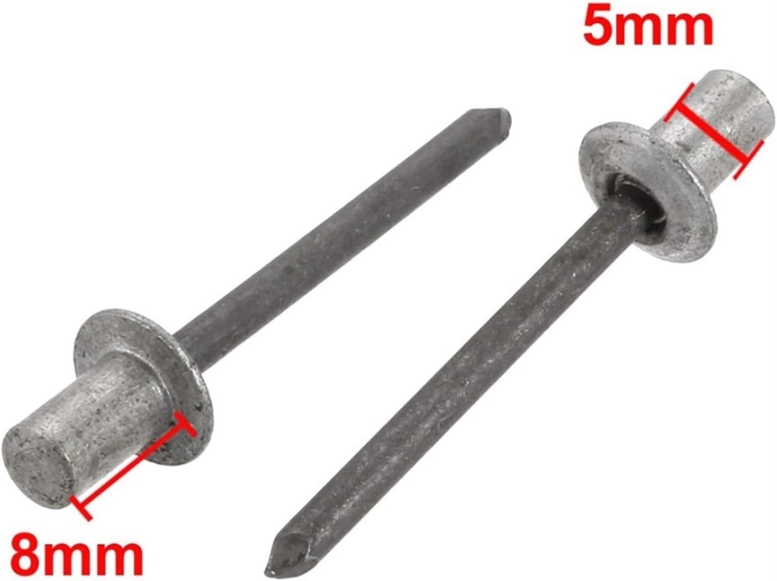 Rivetti di fissaggio Nutsert, Viti Bulloni, 100 pezzi 5x8/10/13mm Rivetti ciechi Testa tonda in alluminio Testa a cupola chiusa Rivetti ciechi Dispositivo di fissaggio for macchinari Apparecchiature e