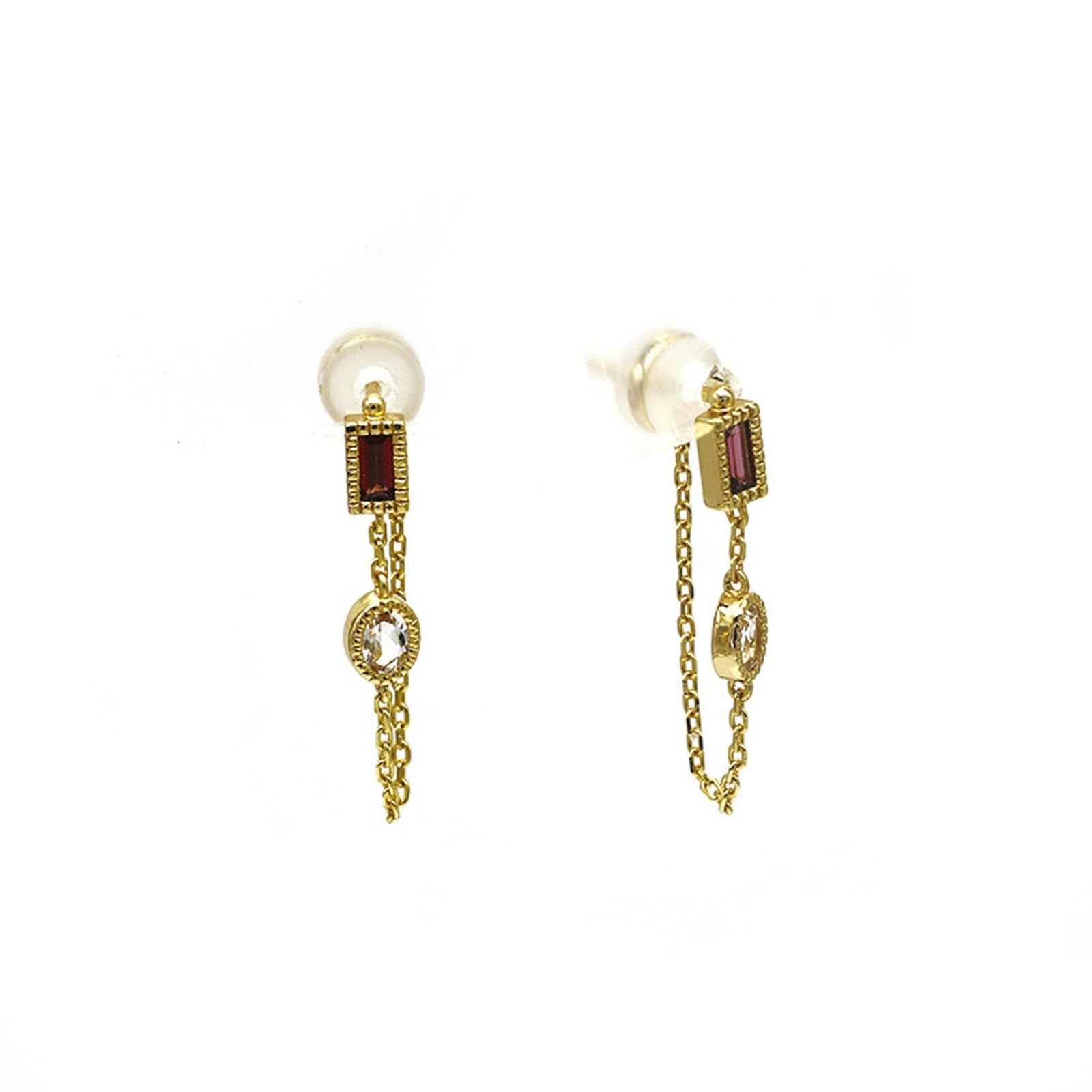 Pendientes vintage para mujer, diseño de granate y topacio