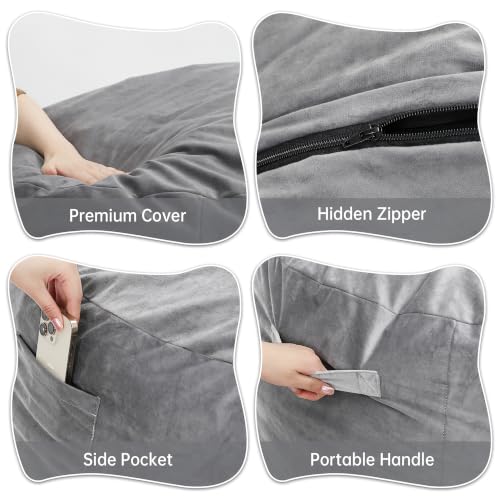 Image of 5 Ft. Bean Bag Chair for Adults, Teens, Kids with Memory Foam Filling