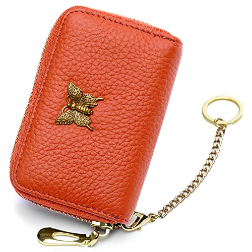 imeetu RFID Credit Card Holder for Women, Business Card Wallet (Orange)