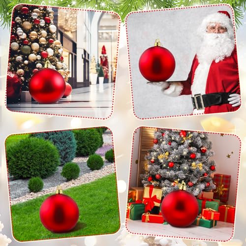 10 Inch Large Red Christmas Ball Ornaments Giant Oversized Plastic Matte Christmas Ball Decorations Shatterproof UV Hanging Ornament for Xmas Tree Front Door Outdoor Indoor Hanging Decor by Threan - Image 6