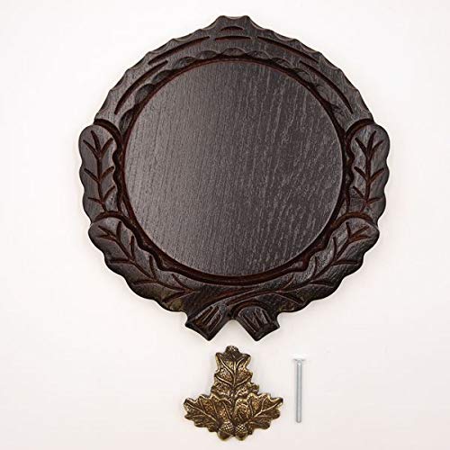 Placa de cuña tallada oscura AF 14 cm con 1 pieza de hojas de roble, portada pequeña de cuña, tabla de especias, placa de trofeo.