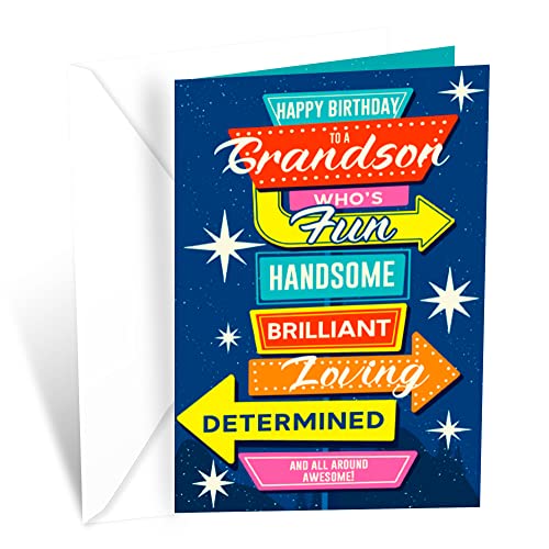 Prime Greetings Birthday Card For Grandson, Made in America, Eco-Friendly, Thick Card…