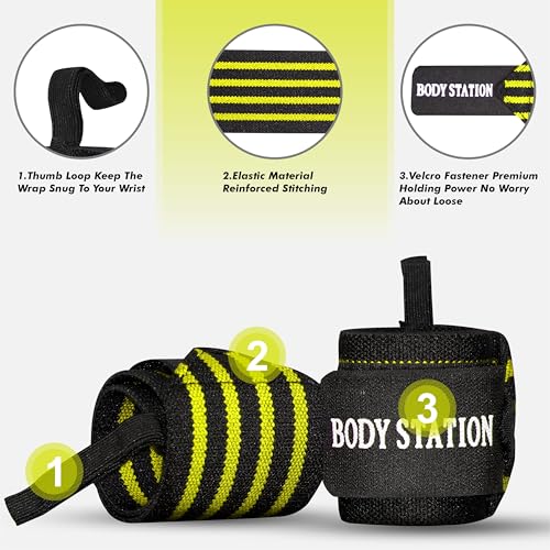 Image of Pro Weightlifting Wrist Wraps with Thumb Loop | Adjustable Gym Wrist Support for Men & Women - Powerlifting, Crossfit, Strength Training & Pain Relief