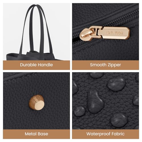 Image of LOVEVOOK Laptop Tote for Women - 15.6 Inch Faux Leather Laptop Bag with Clutch, Large Capacity Office Purse Computer