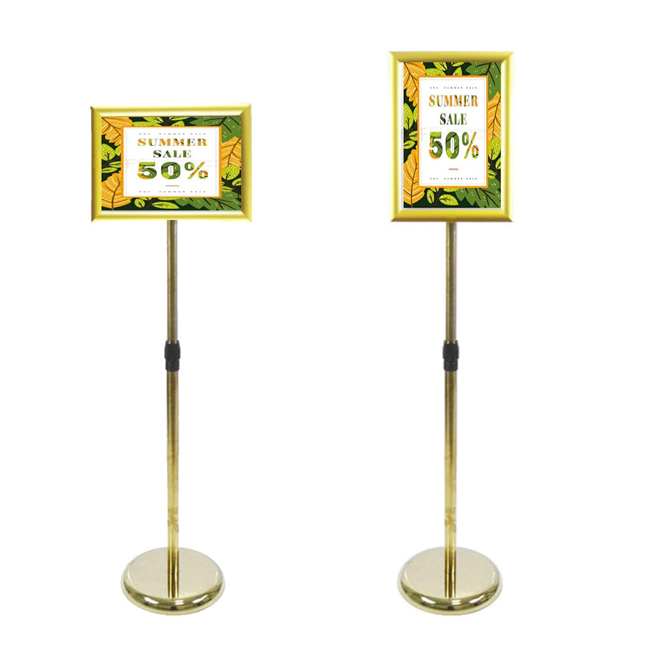 Soporte para Letrero Marco a presión Soporte para póster A4 Soporte para exhibición de menú Tablero de exhibición Soporte para Letrero de pie Ajustable a4 Oro