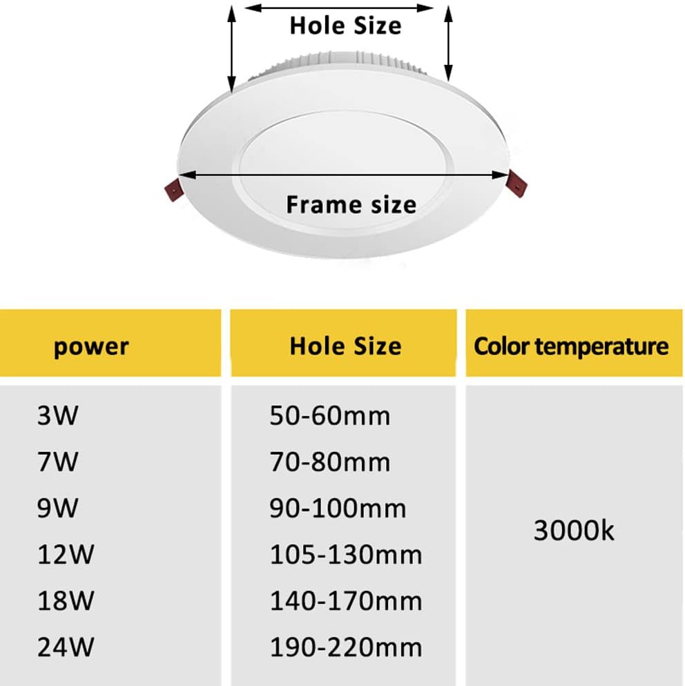 3W,7W,9W,12W,18W,24W LED Recessed Downlight White Kitchen Ceiling Light Flush Mount Led Light Baffle Trim Retrofit Kit 2-8 in Warm Light (3000k), 2/6/9 Count