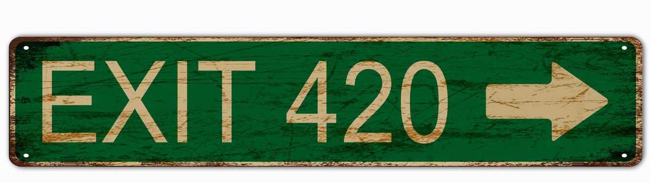 Exit 420 Right Arrow Retro Tin Signs Aluminum Metal Sign for Kitchen Home Garden Wall Bar Cafe Decor 4x16 Inch