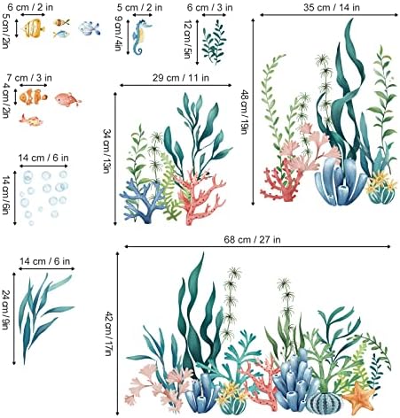 decalmile Under The Sea Seaweed Wall Decals Tropical Fish Baseboard Skirting Line Wall Stickers Kids Bedroom Bathroom Wall Decor
