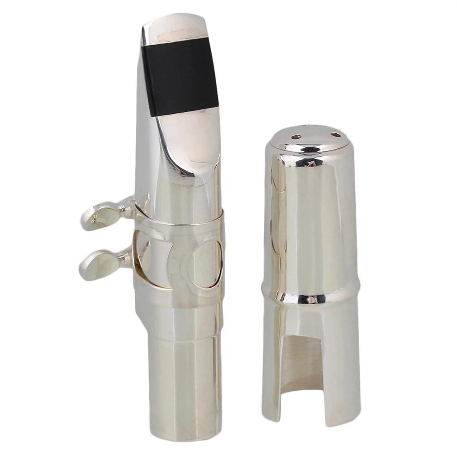 Ustnik Do Saksofonu Tenorowego B-flat Z Zestawem Klipsów Nasadkowych. Ustnik Saksofonowy, Części Do Instrumentów Dętych Drewnianych Akcesoria do Saksofonu Części (Color : Silver)