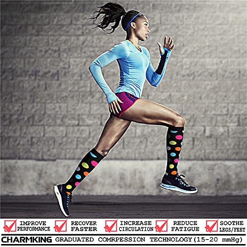 image for CHARMKING Compression Socks for Women & Men (8 Pairs) 15-20 mmHg Gradu