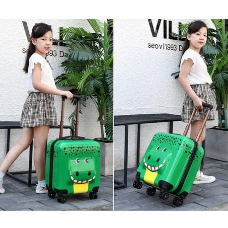 Image of Kids Carry On Luggage with Wheels, 18-inch Hard Shell Suitcase for Boys & Girls, Lightweight Toddler Rolling Travel Bag with Retractable Handle, Durable Hardside Spinner Suitcase for Airplane Travel
