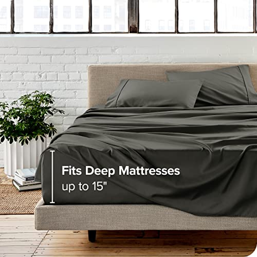 Bare Home Split Head Flex King Sheet Set - 1800 Ultra-Soft Microfiber Bed Sheets - Double Brushed - Deep Pockets - Easy Fit - 4 Piece Set - Flextop King Bedding Sheets (Split Head Flex King, Grey) #TOP3