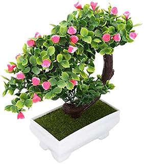 Sztuczne drzewo Bonsai Fałszywe rośliny Dekoracja Kwiat Kwiat Roślina doniczkowa Wystrój biura domowego Faux Roślina doniczkowa Opakowanie wielokrotnego użytku socialme-eu (różowy)