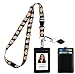 Sugar Skull Day of the Dead Print Lanyard with PU Leather ID Badge Holder Wallet. 3 Card Pockets, Safety Breakaway Clip, Note Card. Gift of Carabiner Keychain Flashlight. Lanyard for Cruise & Work